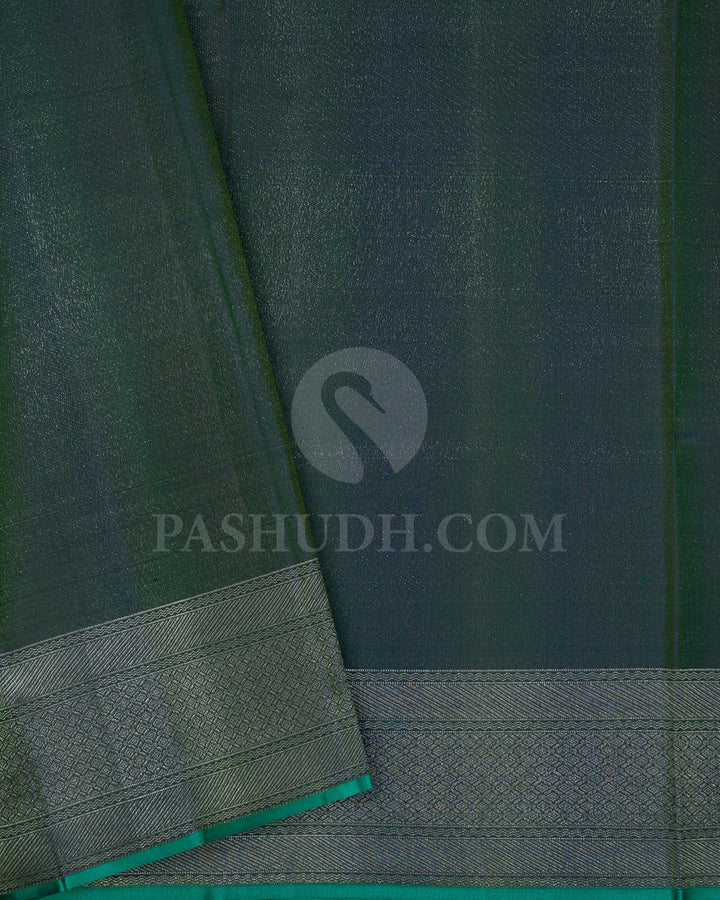Shades Of Green With Navy Blue Kanjivaram Silk Saree-DJ405(E)