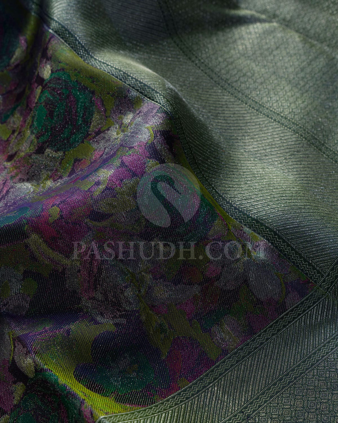 Shades Of Green With Navy Blue Kanjivaram Silk Saree-DJ405(E)