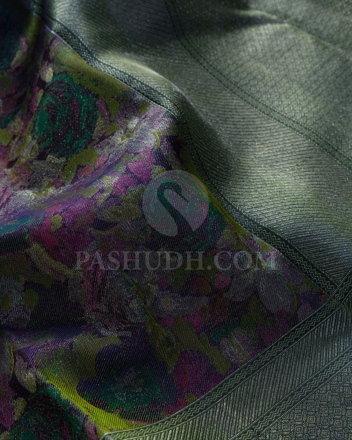 Shades Of Green With Navy Blue Kanjivaram Silk Saree-DJ405(E)