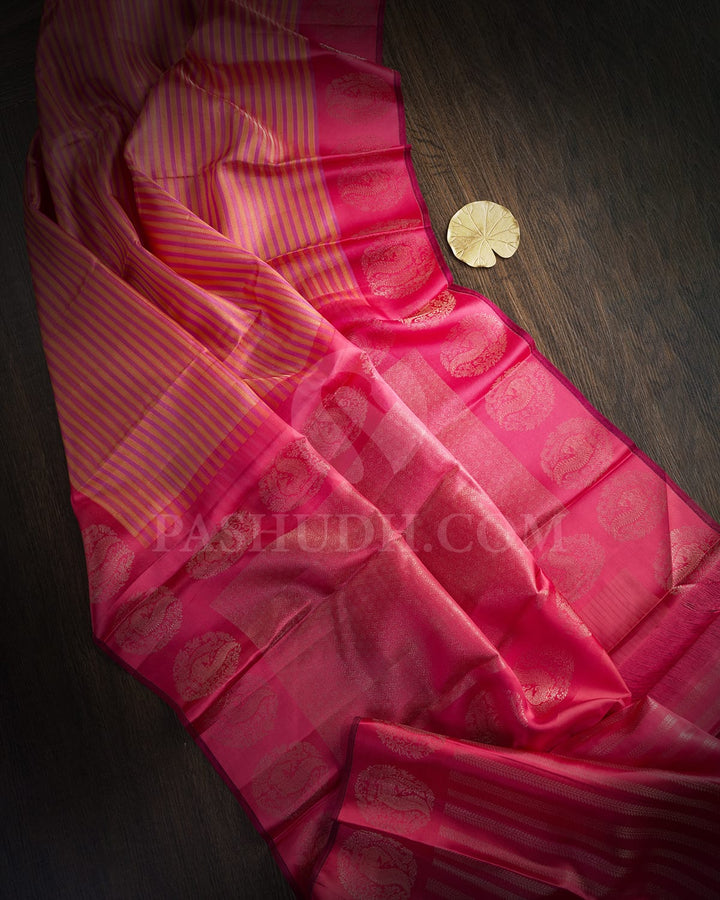 Multicolor With Punch Pink Kanjivaram Silk Saree-DJ439(D)