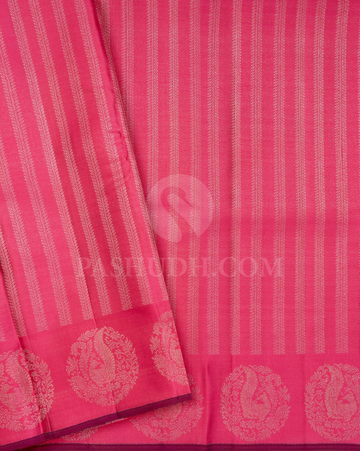 Multicolor With Punch Pink Kanjivaram Silk Saree-DJ439(D)