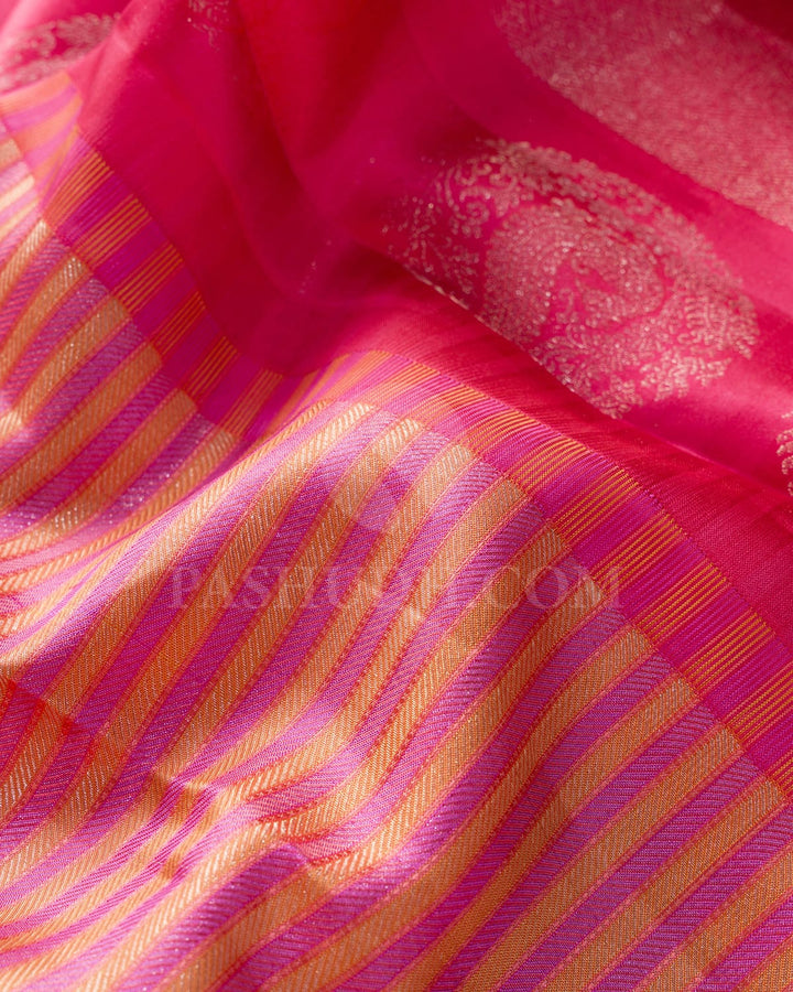 Multicolor With Punch Pink Kanjivaram Silk Saree-DJ439(D)