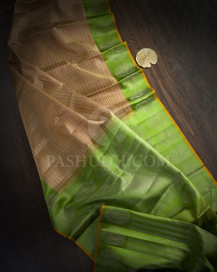 Multicolor With Parrot Green Kanjivaram Silk Saree-DJ439(E)
