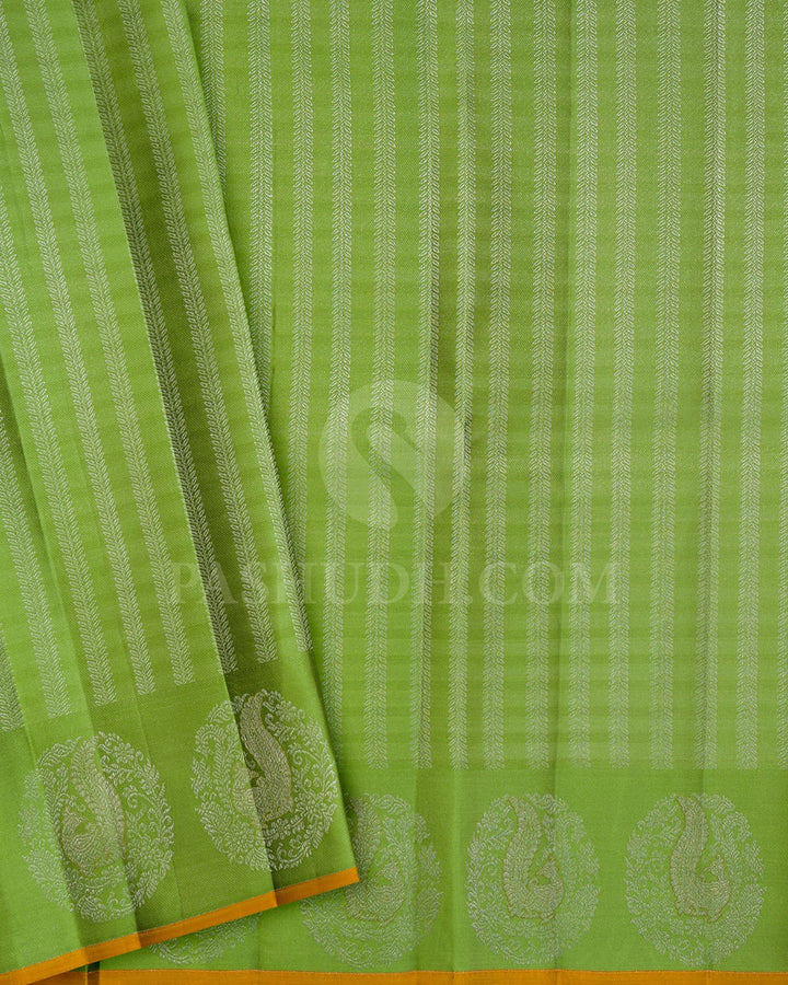 Multicolor With Parrot Green Kanjivaram Silk Saree-DJ439(E)