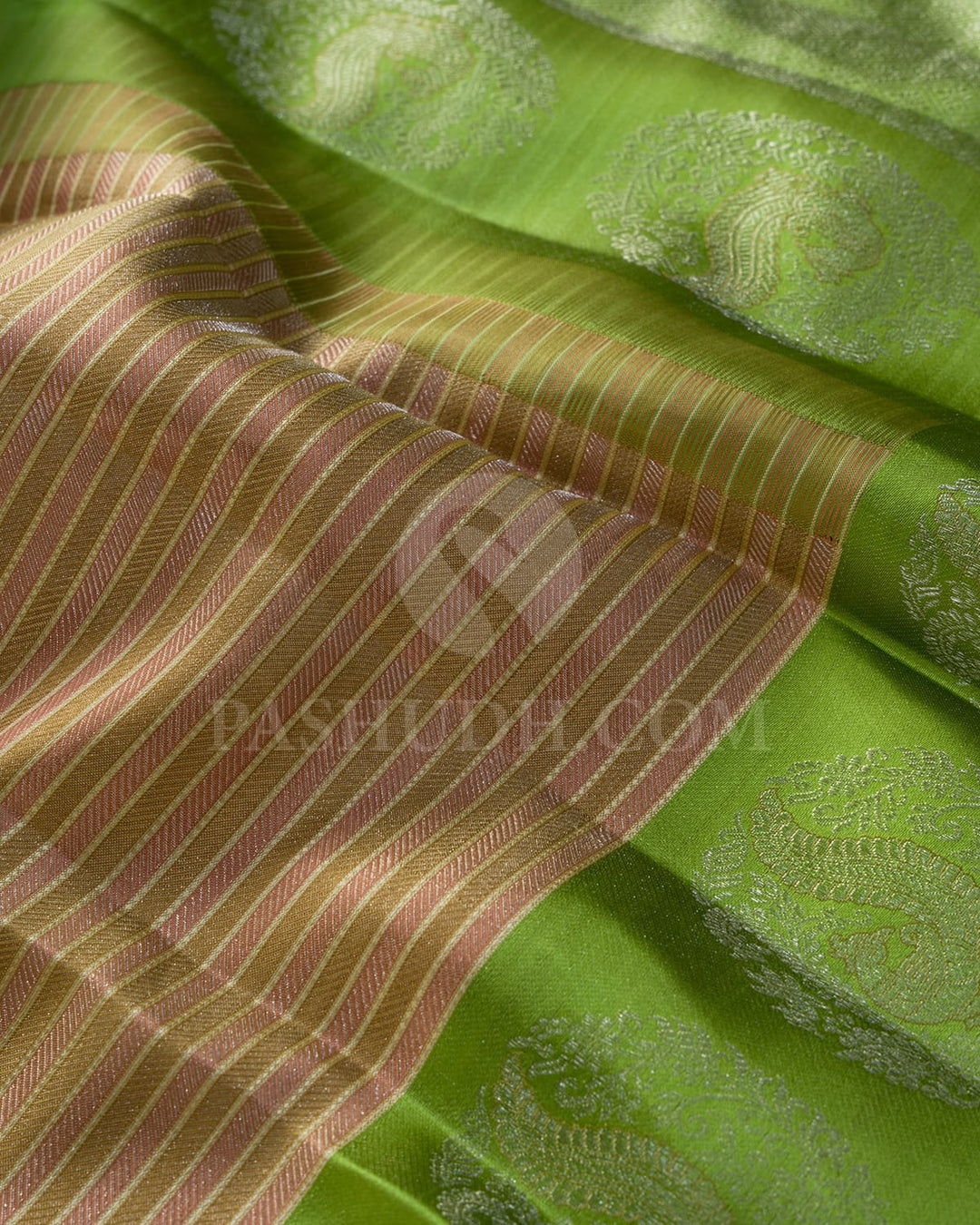 Multicolor With Parrot Green Kanjivaram Silk Saree-DJ439(E)