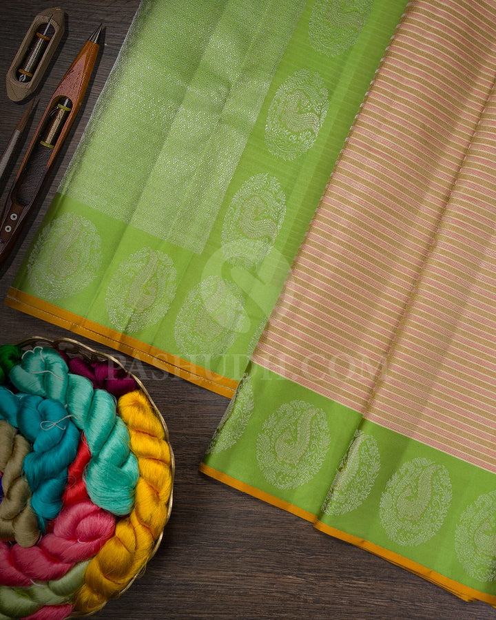 Multicolor With Parrot Green Kanjivaram Silk Saree-DJ439(E)