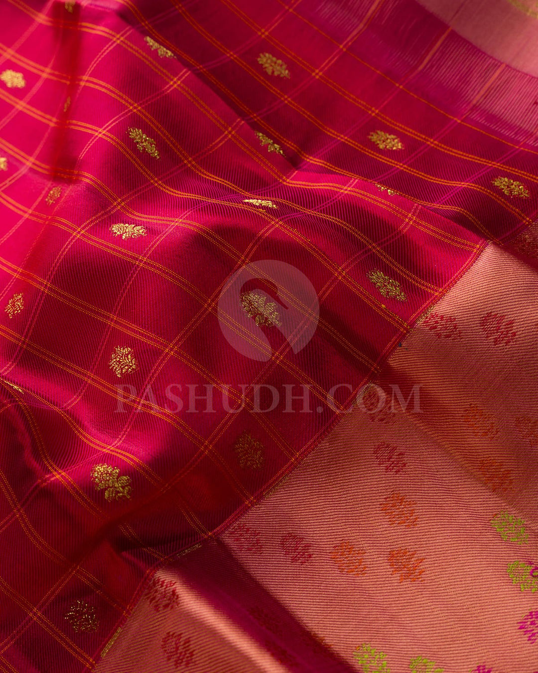 Reddish Pink With Dual Shaded Rose Gold Kanjivaram Silk Saree-DJ454(D)