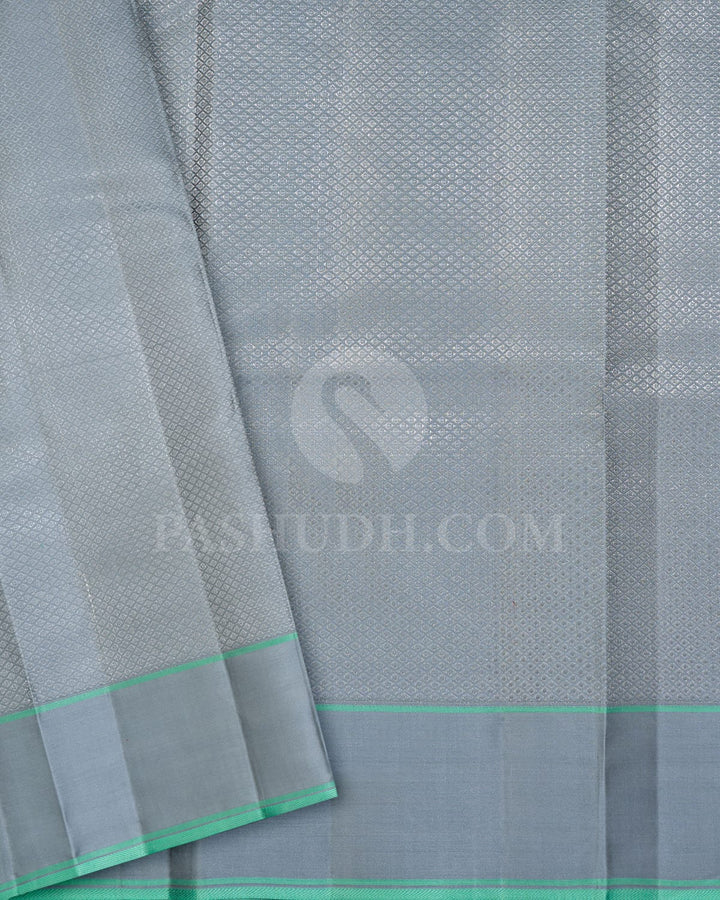 Ice Grey Kanjivaram Silk Saree-DJ452(C)