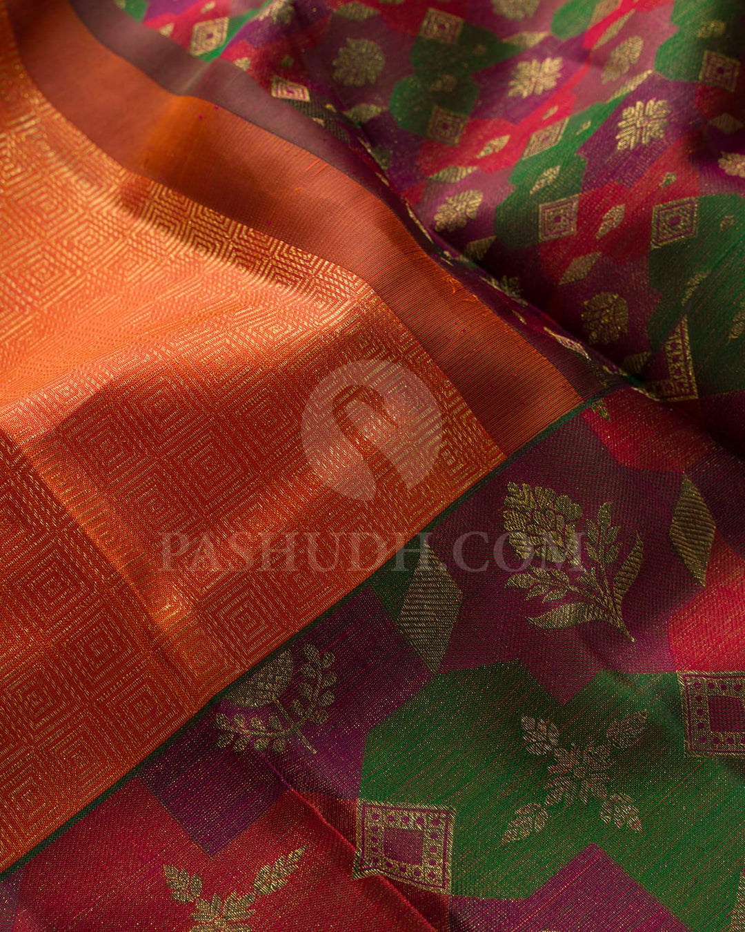 Marmalade Orange With Multicolor Kanjivaram Silk Saree-DJ424(H)