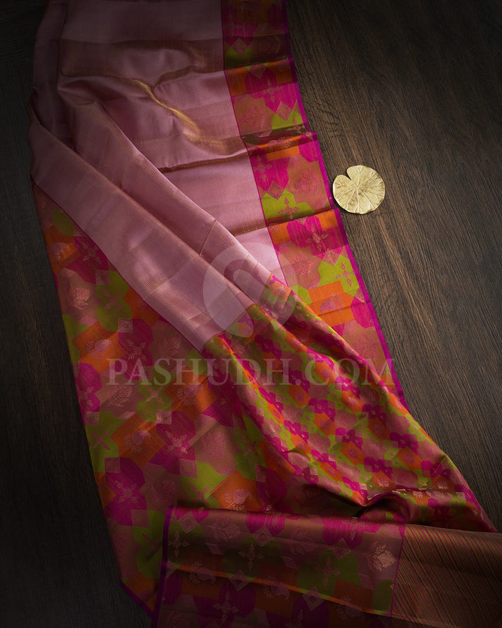 Onion Pink With Multicolored Kanjivaram Silk Saree-DJ424(I)