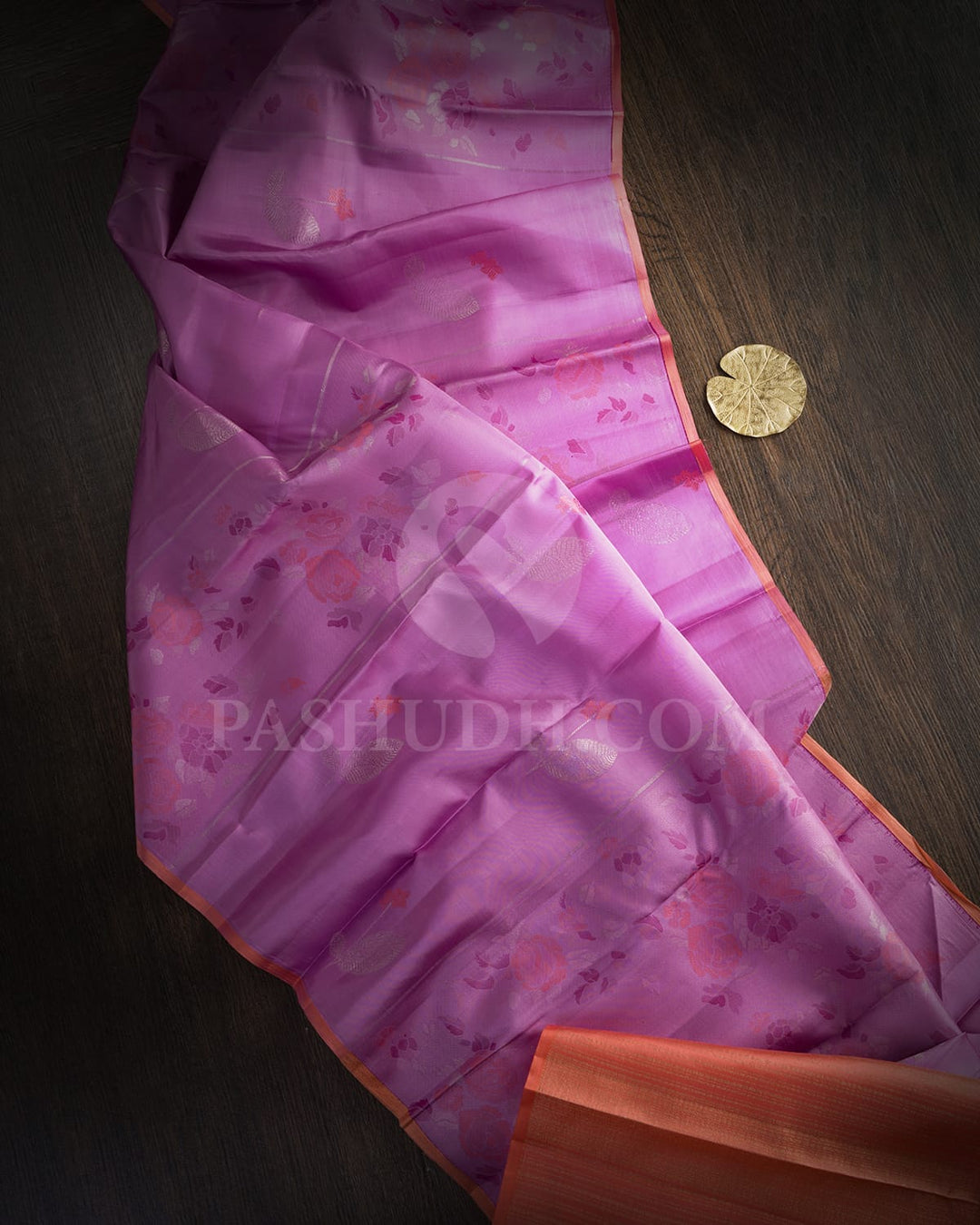 Taffy Pink With Peachy Pink Borderless Kanjivaram Silk Saree-DJ435(E)
