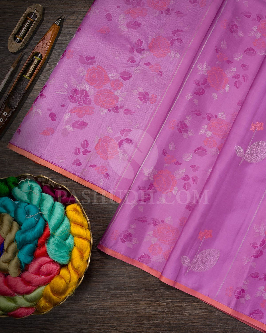 Taffy Pink With Peachy Pink Borderless Kanjivaram Silk Saree-DJ435(E)