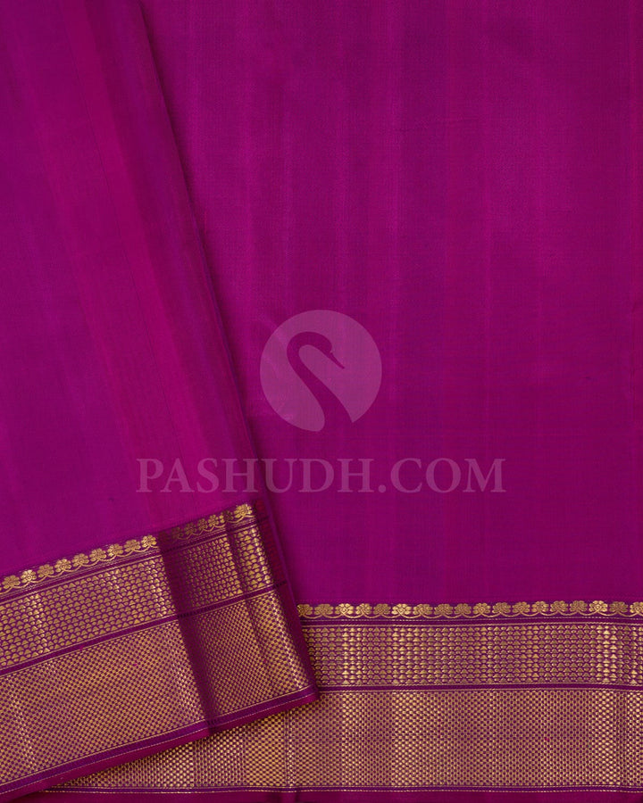Dual Shaded Orange With Rani Pink And Purple Kanjivaram Silk Saree-D701(B)