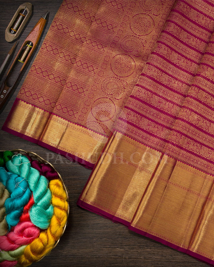 Dual Shaded Arakku Bridal Kanjivaram Silk Saree-SP427