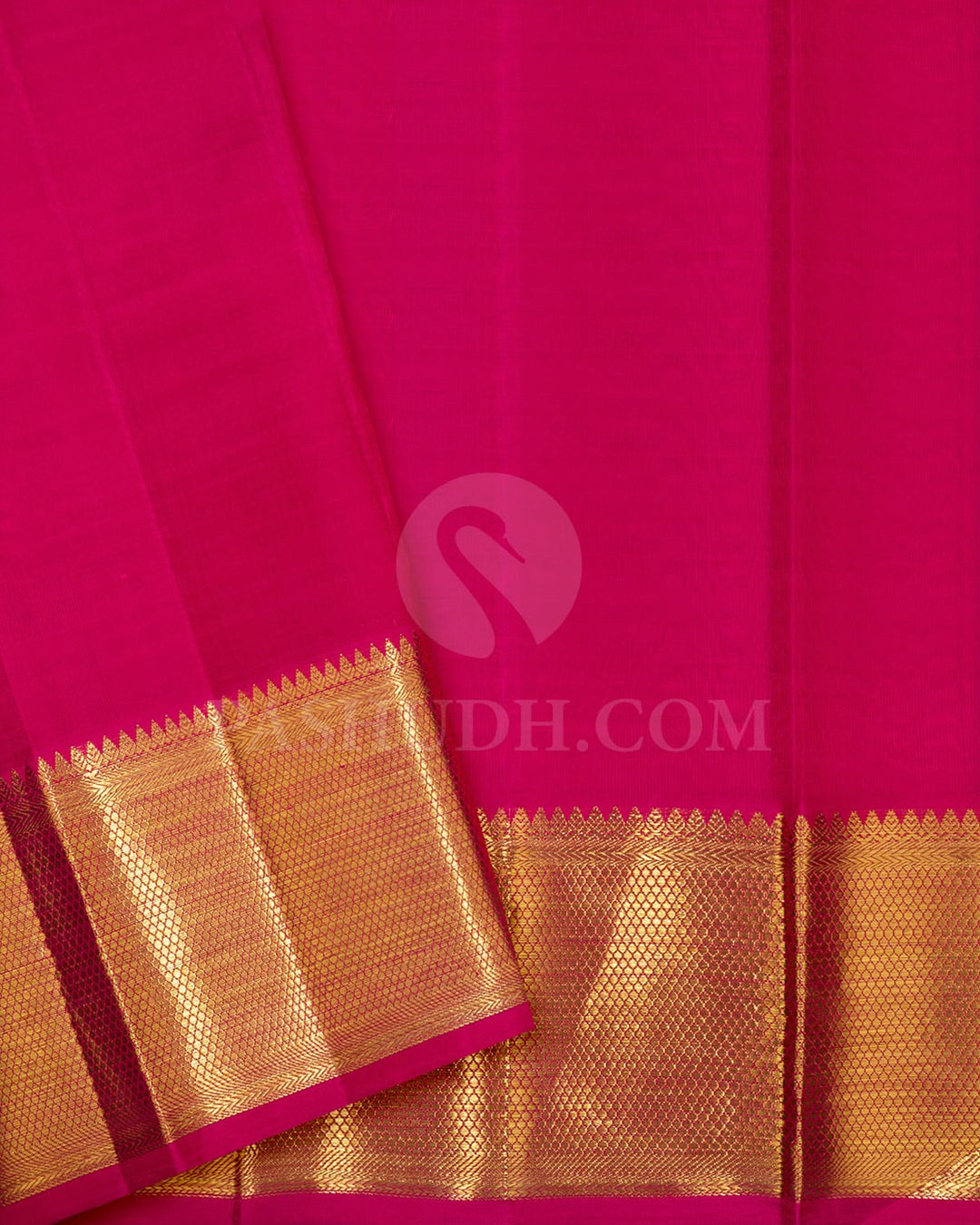 Cream With Rani Pink Bridal Kanjivaram Silk Saree-SP418
