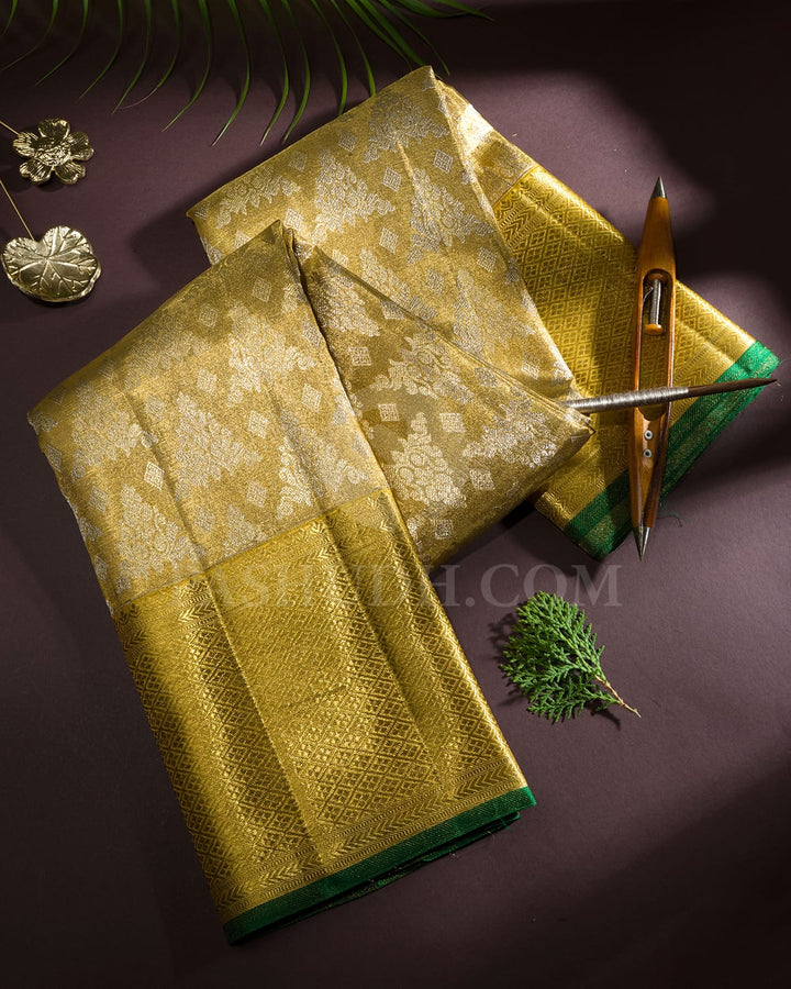 Gold With Silver Tissue Kanjivaram Silk Saree-SP445