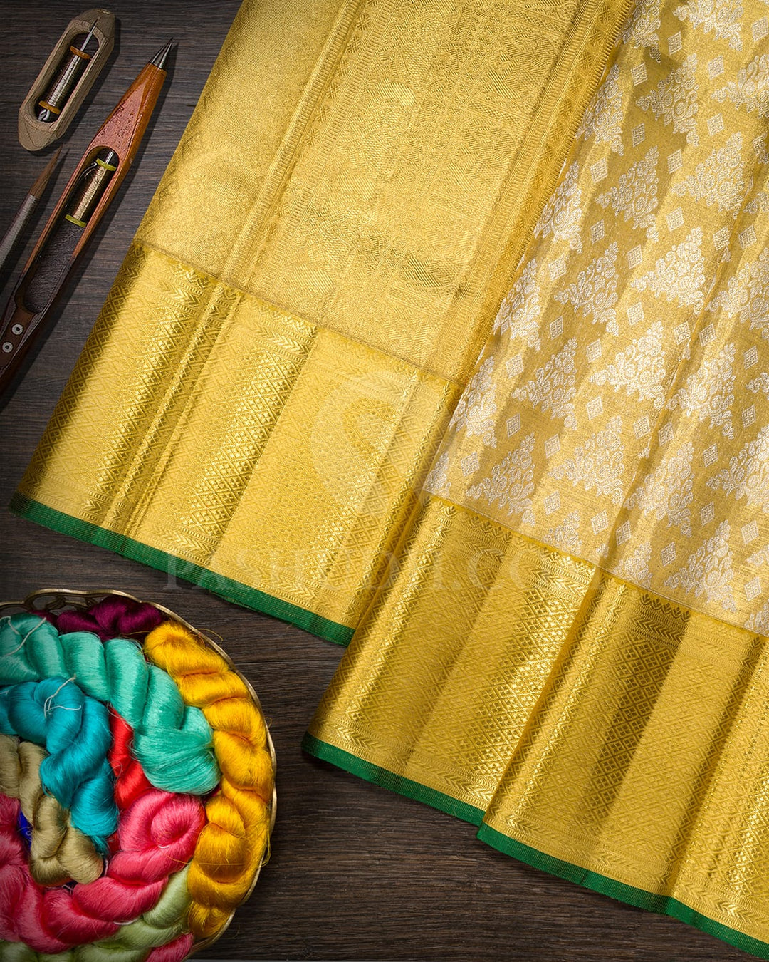 Gold With Silver Tissue Kanjivaram Silk Saree-SP445