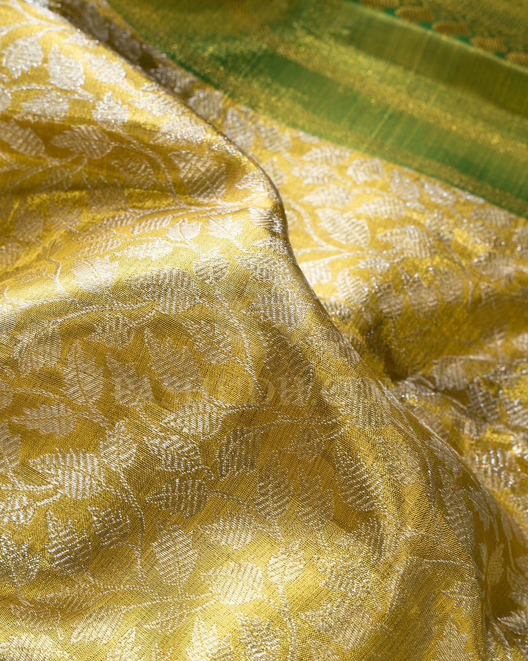 Gold With Silver And Forest Green Tissue Kanjivaram Silk Saree-SP444