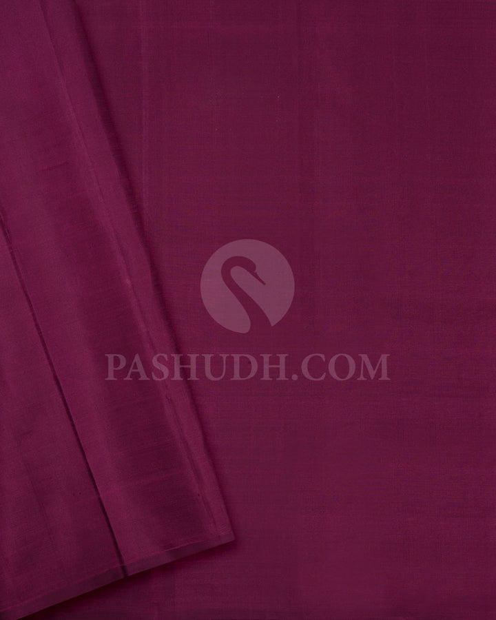 Powder Pink With Wine Kanjivaram Silk Saree-SVJ97