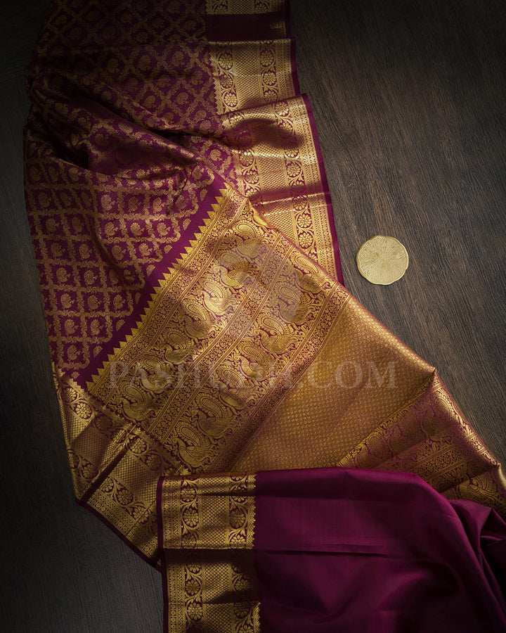 Maroon Traditional Kanjivaram Silk Saree-SP428
