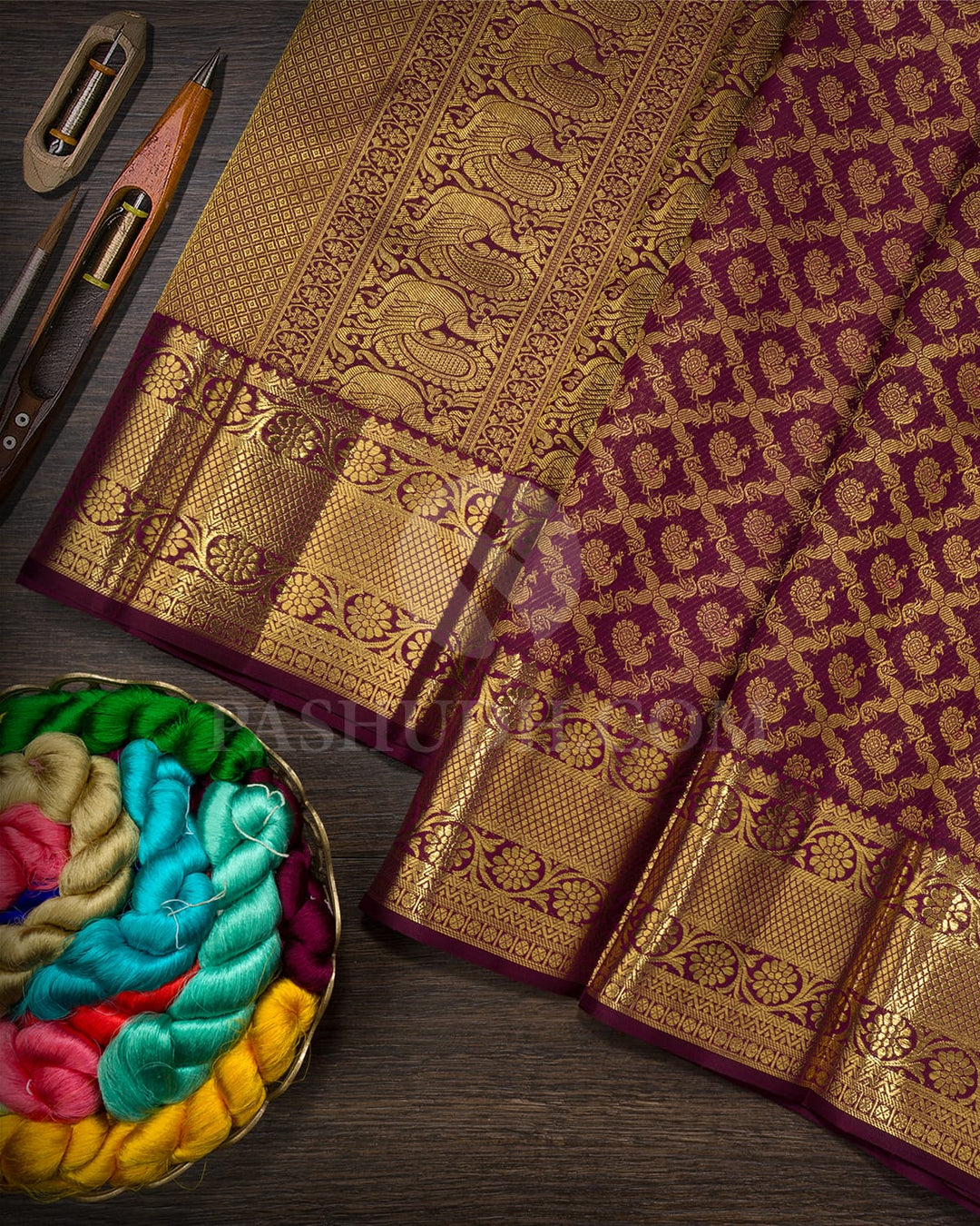 Maroon Traditional Kanjivaram Silk Saree-SP428