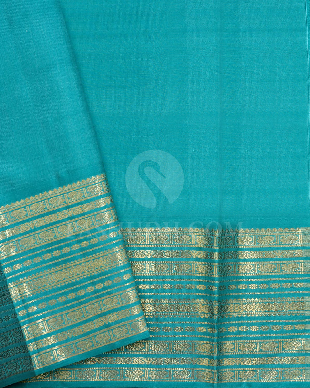 Orange With Cyan Blue Pure Zari Traditional Kanjivaram Silk Saree-SP413