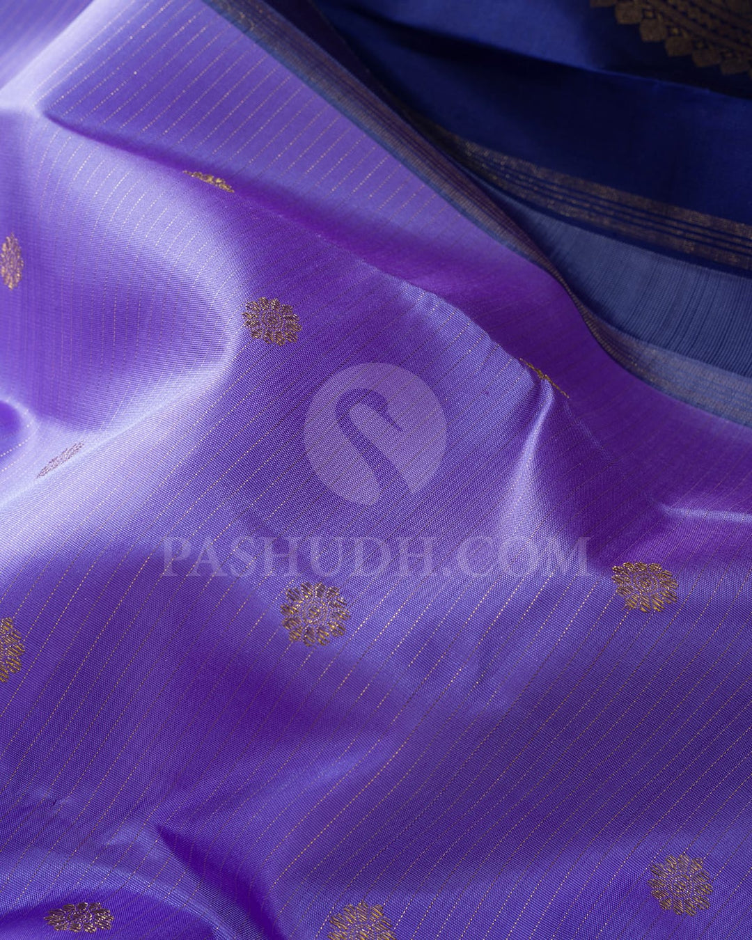 Dual Shaded Cornflower Blue With Ink Blue Pure Zari Traditional Kanjivaram Silk Saree-SP437