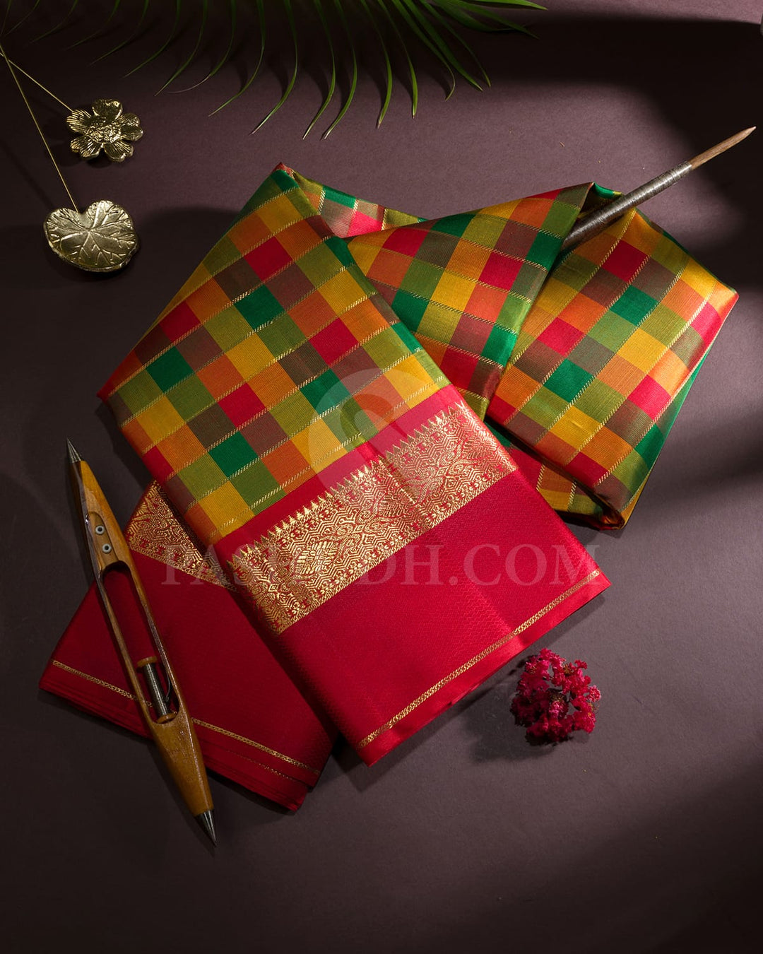 Multicolor Paalum Pazhamum Pure Zari Kanjivaram Silk Saree-SP446