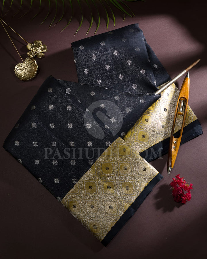 Black Kanjivaram Silk Saree-SVJ96