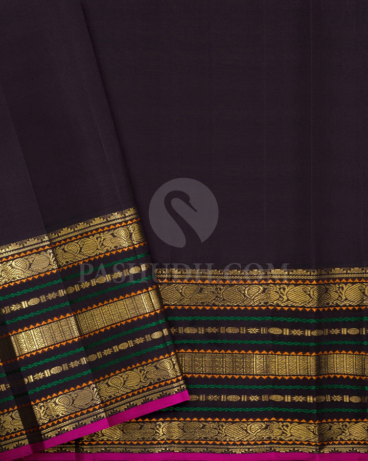 Sea Green With Dark Aubergine Traditional Kanjivaram Silk Saree-SP417