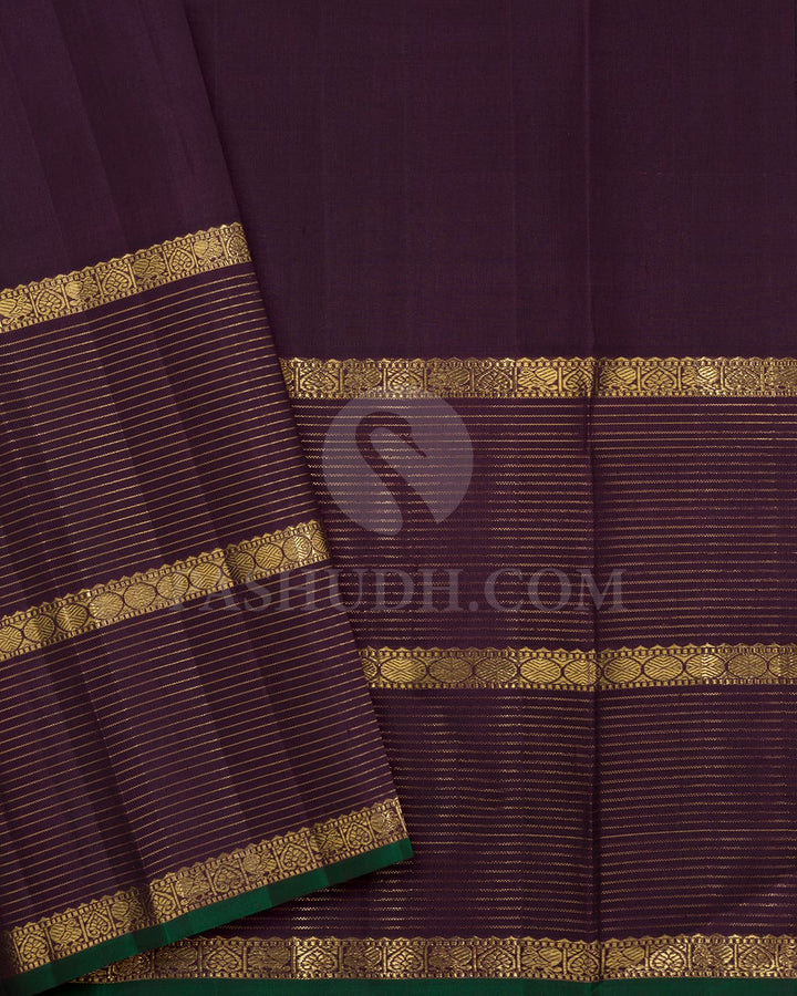 Forest Pink With Dark Plum Pure Zari Kanjivaram Silk Saree-SP439