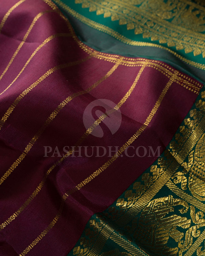 Betel Nut With Bottle Green Traditional Kanjivaram Silk Saree-SP412