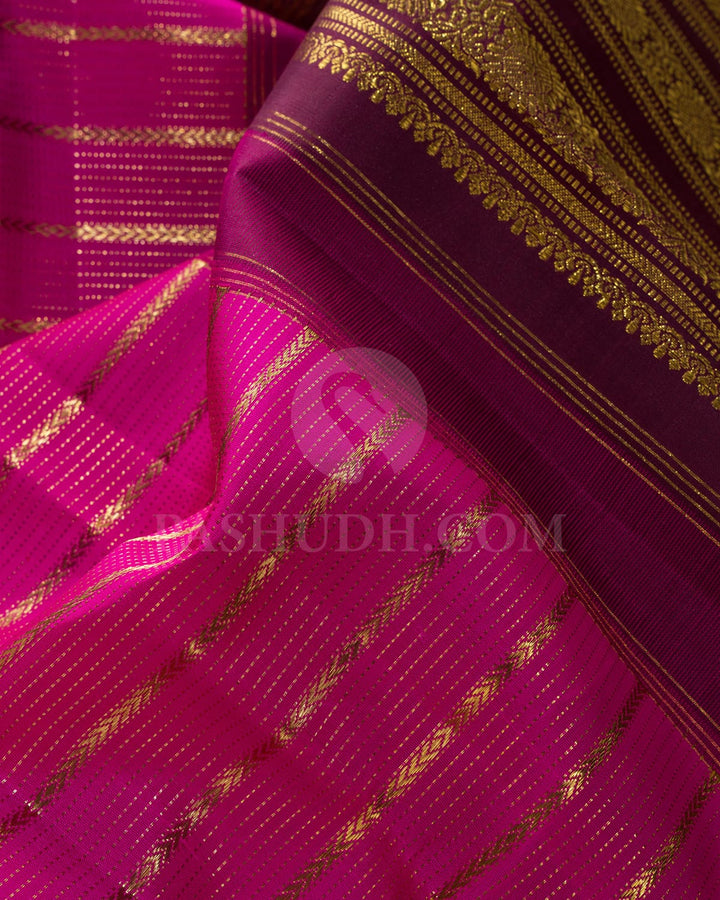 Rani Pink With Dark Wine Traditional Kanjivaram Silk Saree-SP435