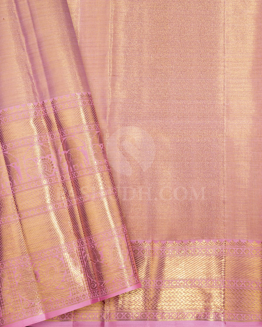 Baby Pink Gold Tissue Kanjivaram Silk Saree-SP430