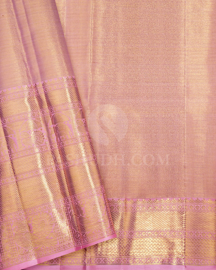 Baby Pink Gold Tissue Kanjivaram Silk Saree-SP430