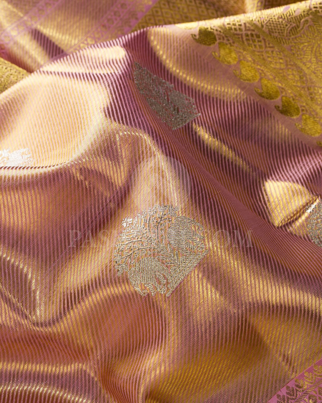 Baby Pink Gold Tissue Kanjivaram Silk Saree-SP430