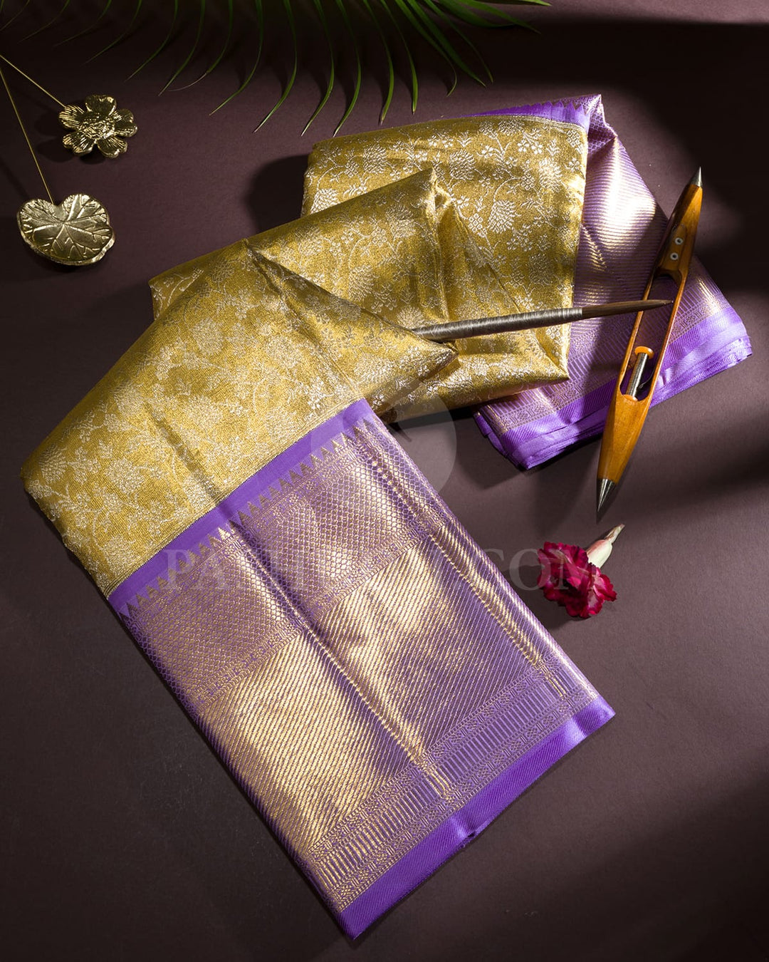 Lavender Gold Tissue Bridal Kanjivaram Silk Saree-SP423