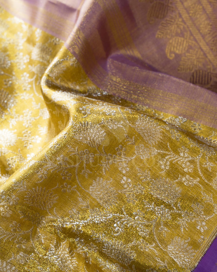 Lavender Gold Tissue Bridal Kanjivaram Silk Saree-SP423