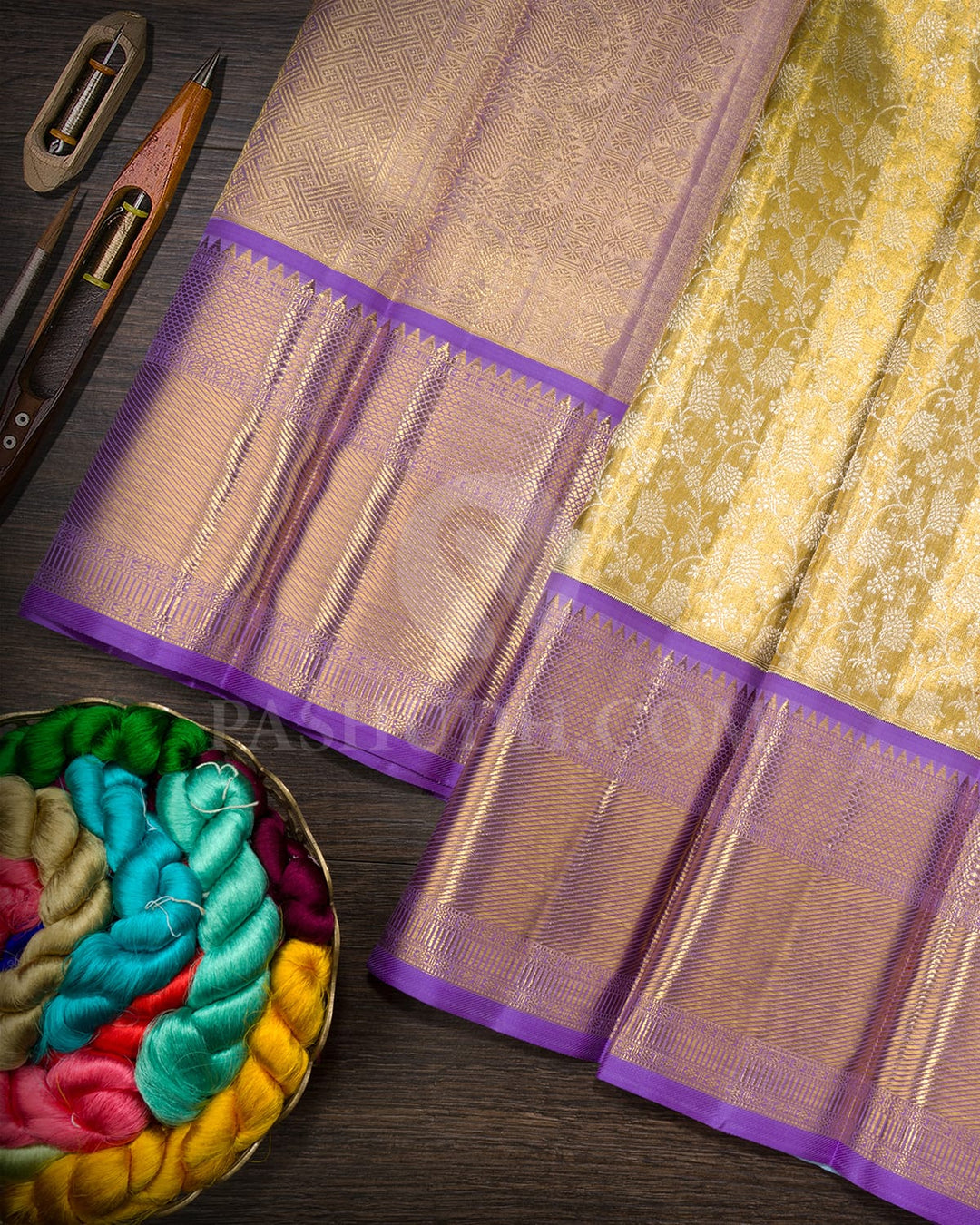 Lavender Gold Tissue Bridal Kanjivaram Silk Saree-SP423