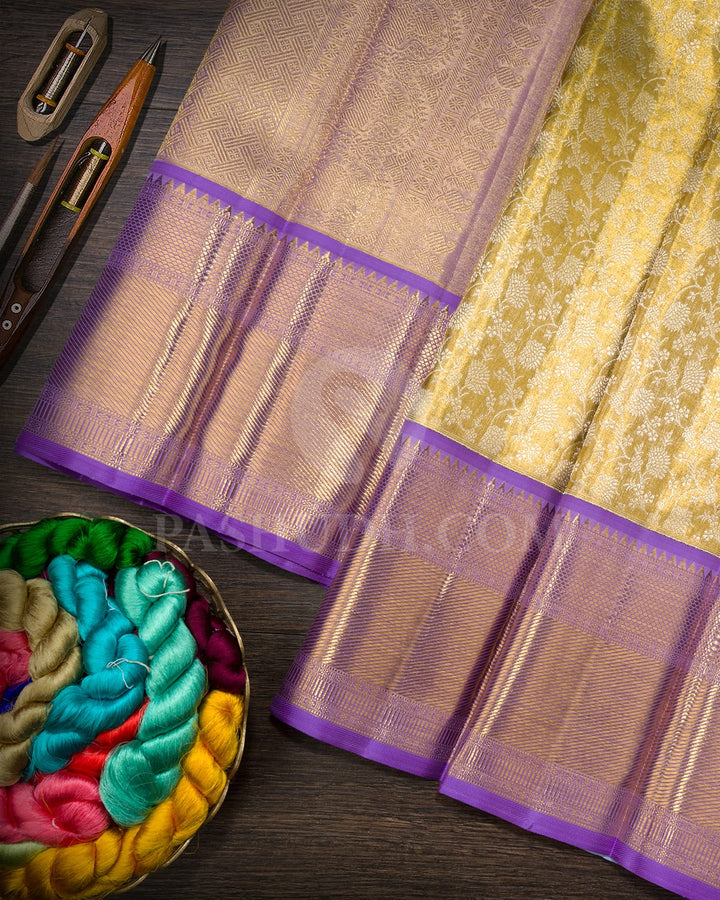 Lavender Gold Tissue Bridal Kanjivaram Silk Saree-SP423