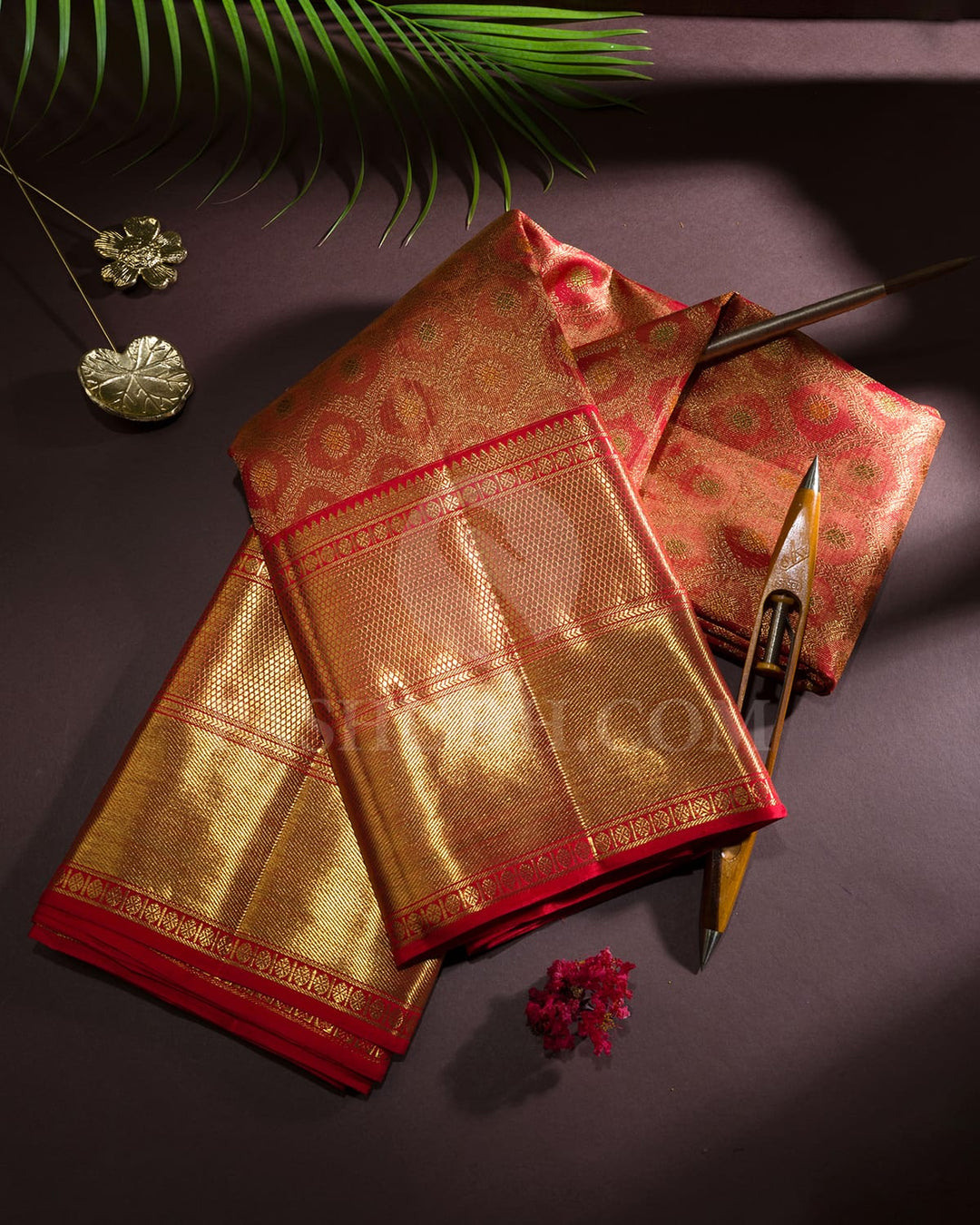 Red Gold Tissue Kanjivaram Silk Saree-SP431