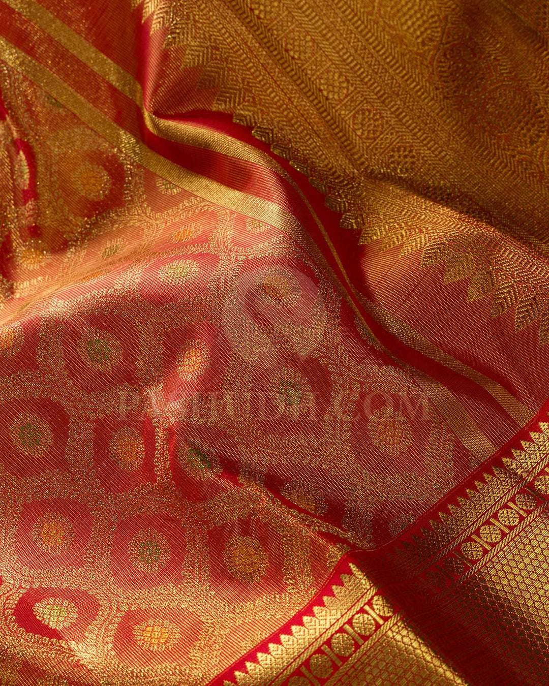 Red Gold Tissue Kanjivaram Silk Saree-SP431