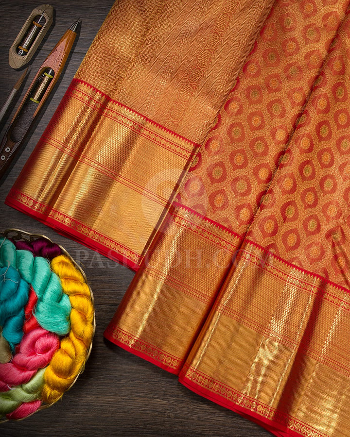 Red Gold Tissue Kanjivaram Silk Saree-SP431