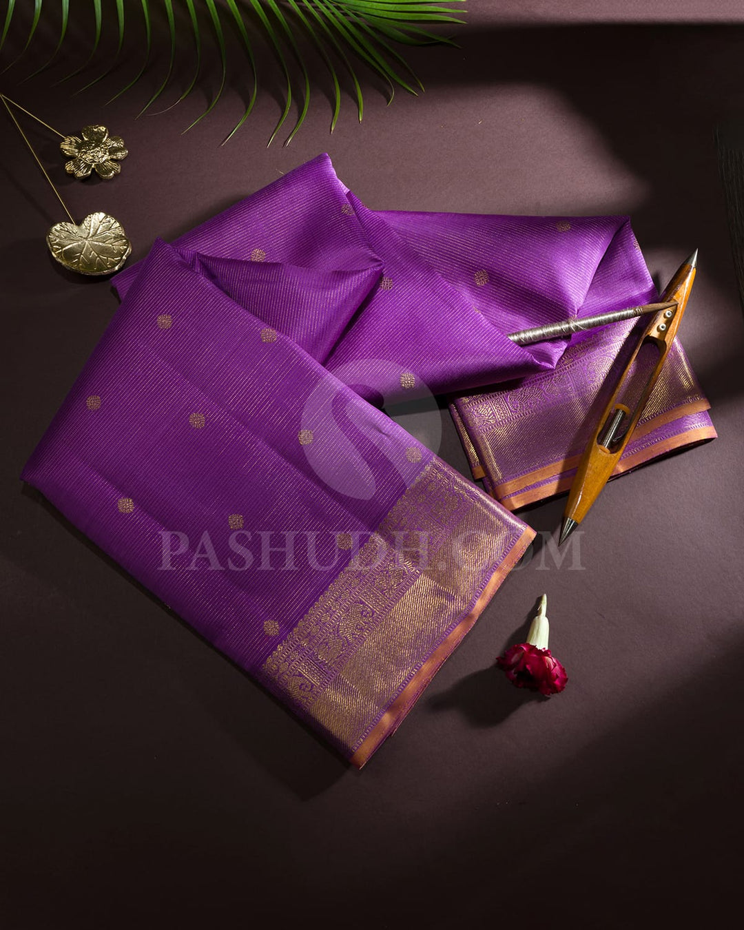 Lavender Traditional Pure Zari Kanjivaram Silk Saree-SP448