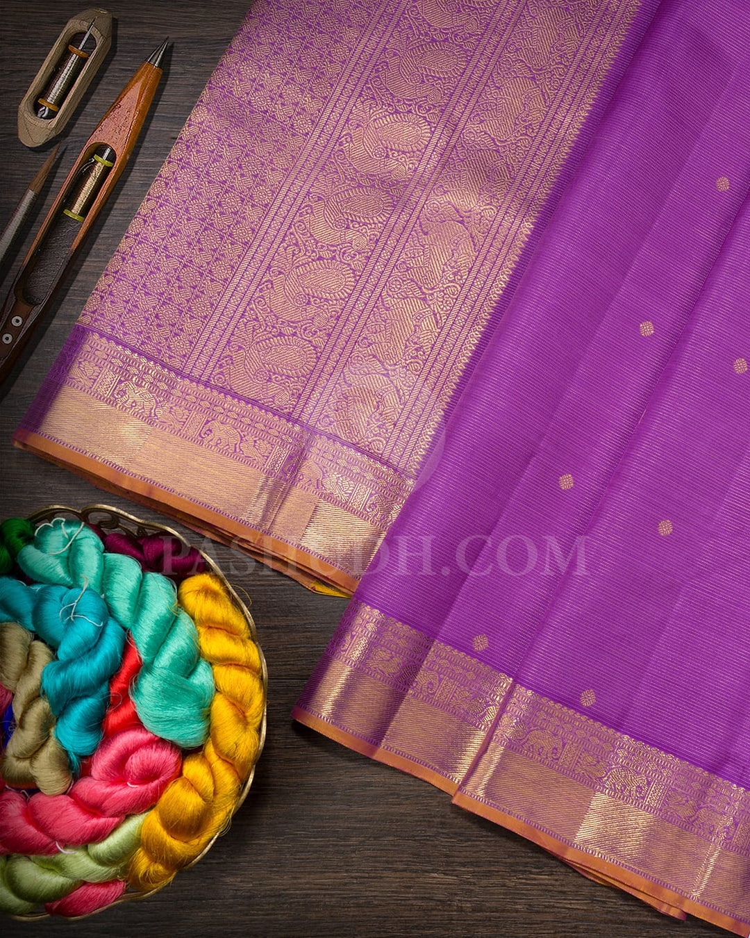 Lavender Traditional Pure Zari Kanjivaram Silk Saree-SP448