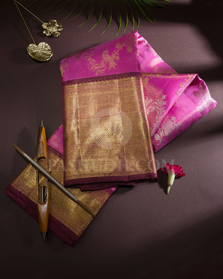 Pink Tissue Kanjivaram Silk Saree-SP442