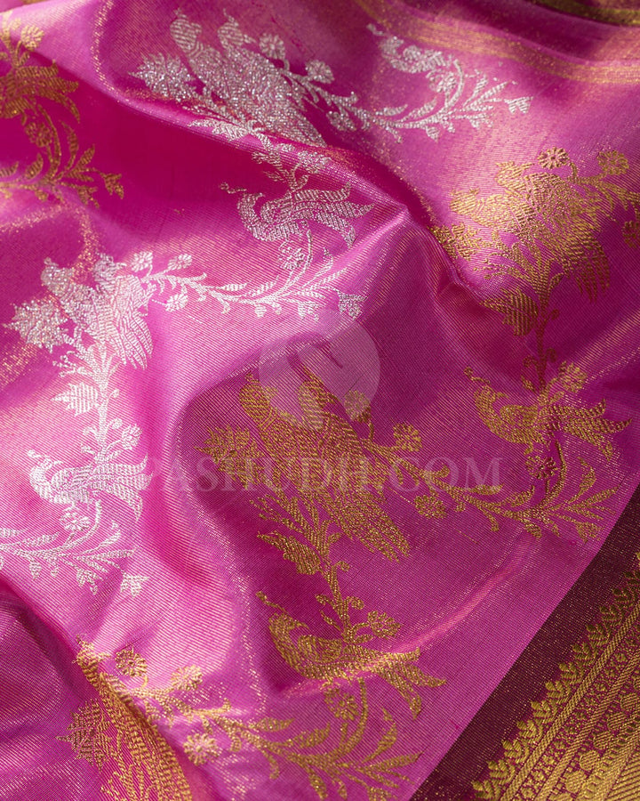 Pink Tissue Kanjivaram Silk Saree-SP442