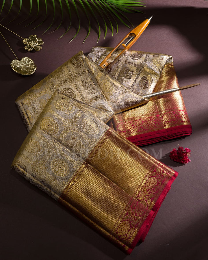 Gold And Silver Tissue Bridal Kanjivaram Silk Saree-SP443