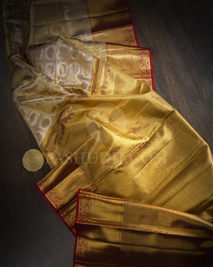 Gold And Silver Tissue Bridal Kanjivaram Silk Saree-SP443