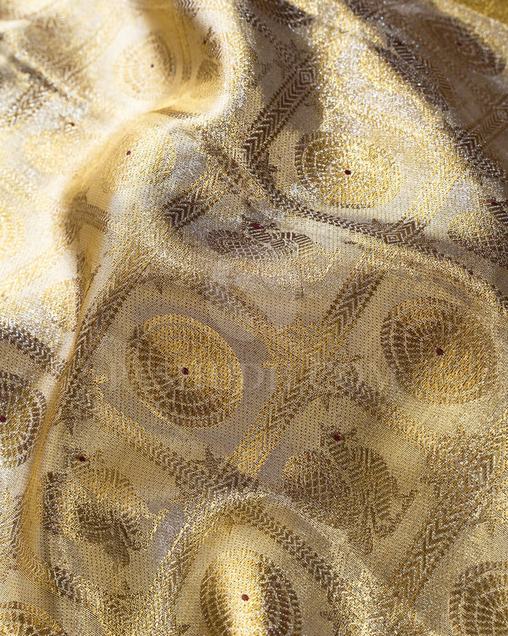 Gold And Silver Tissue Bridal Kanjivaram Silk Saree-SP443
